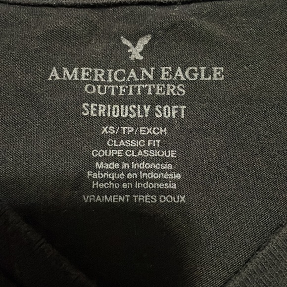 Mens Black V-Neck Seriously Soft Tee XS American Eagle - Picture 2 of 2